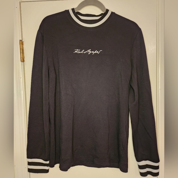 Karl Lagerfeld Black Crewneck Sweater Size Small - Picture 2 of 6